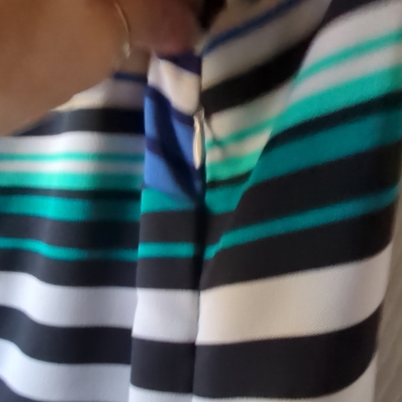 Voir Voir Round Neck Stripe Sleeveless Stretch Side Zip Jersey Shift Dress  24W - Picture 7 of 11